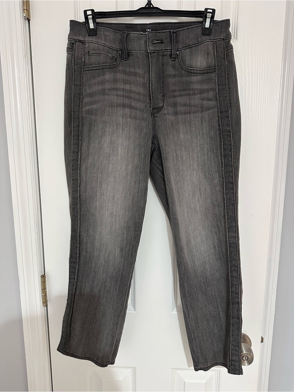 LOFT Gray Cropped Straight-Leg Jeans